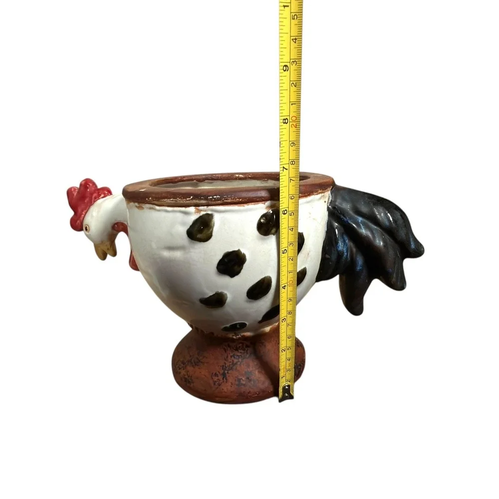 Rustic Ceramic Rooster Planter Pot Farmhouse Country‎ Garden Farmhouse Decor